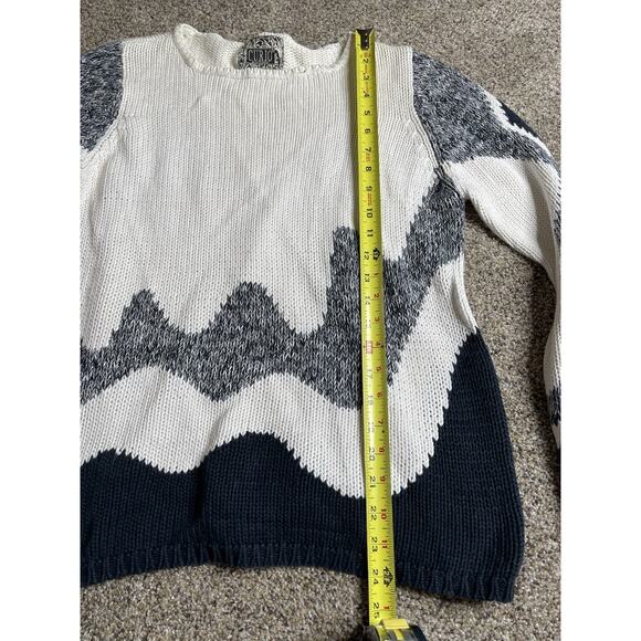Curio Anthropologie Sweater Knit Blue White Vintage Cottagecore Y2K Size Medium - Picture 5 of 6